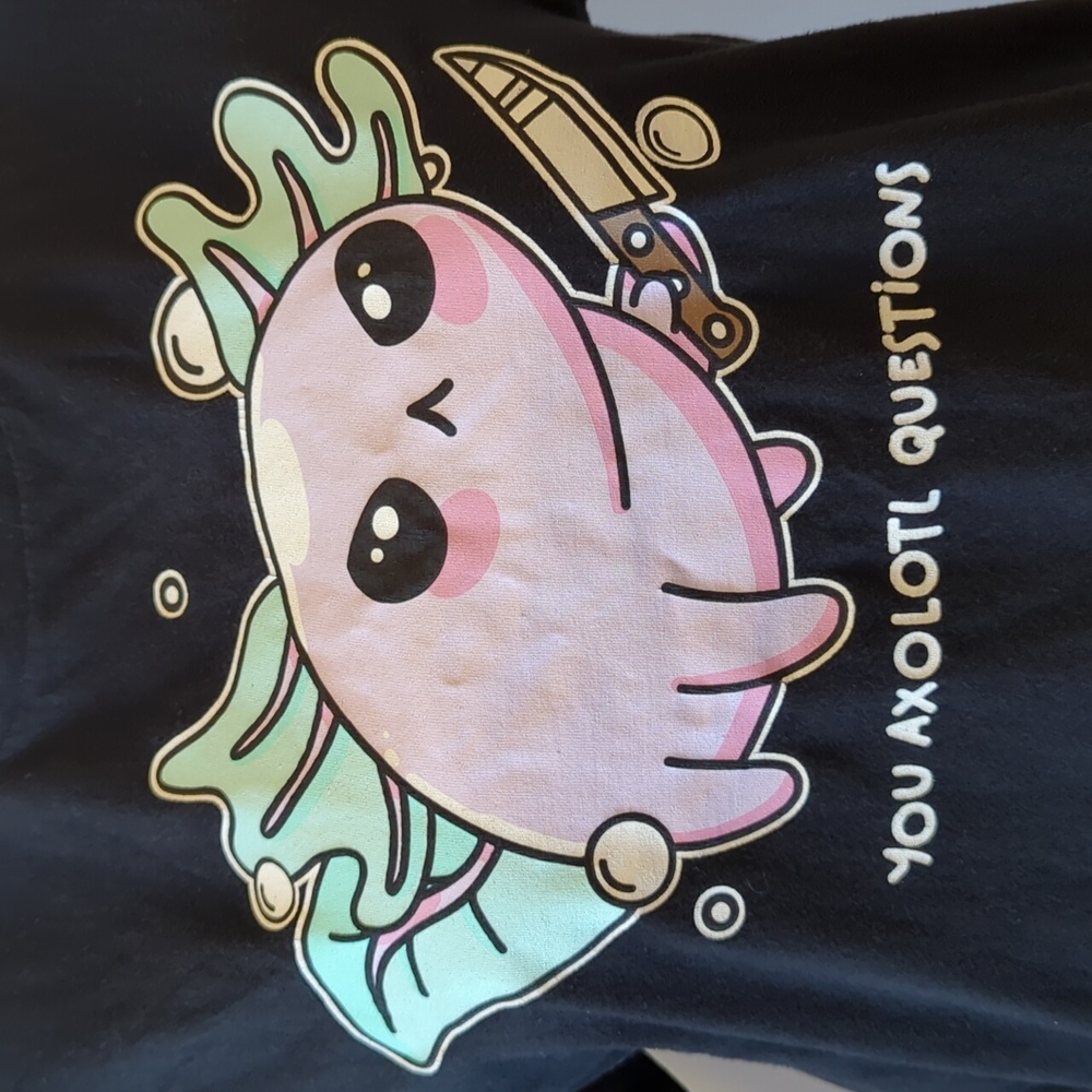 Hot Topic You Axolotl Questions Black Graphic Tee Unisex S